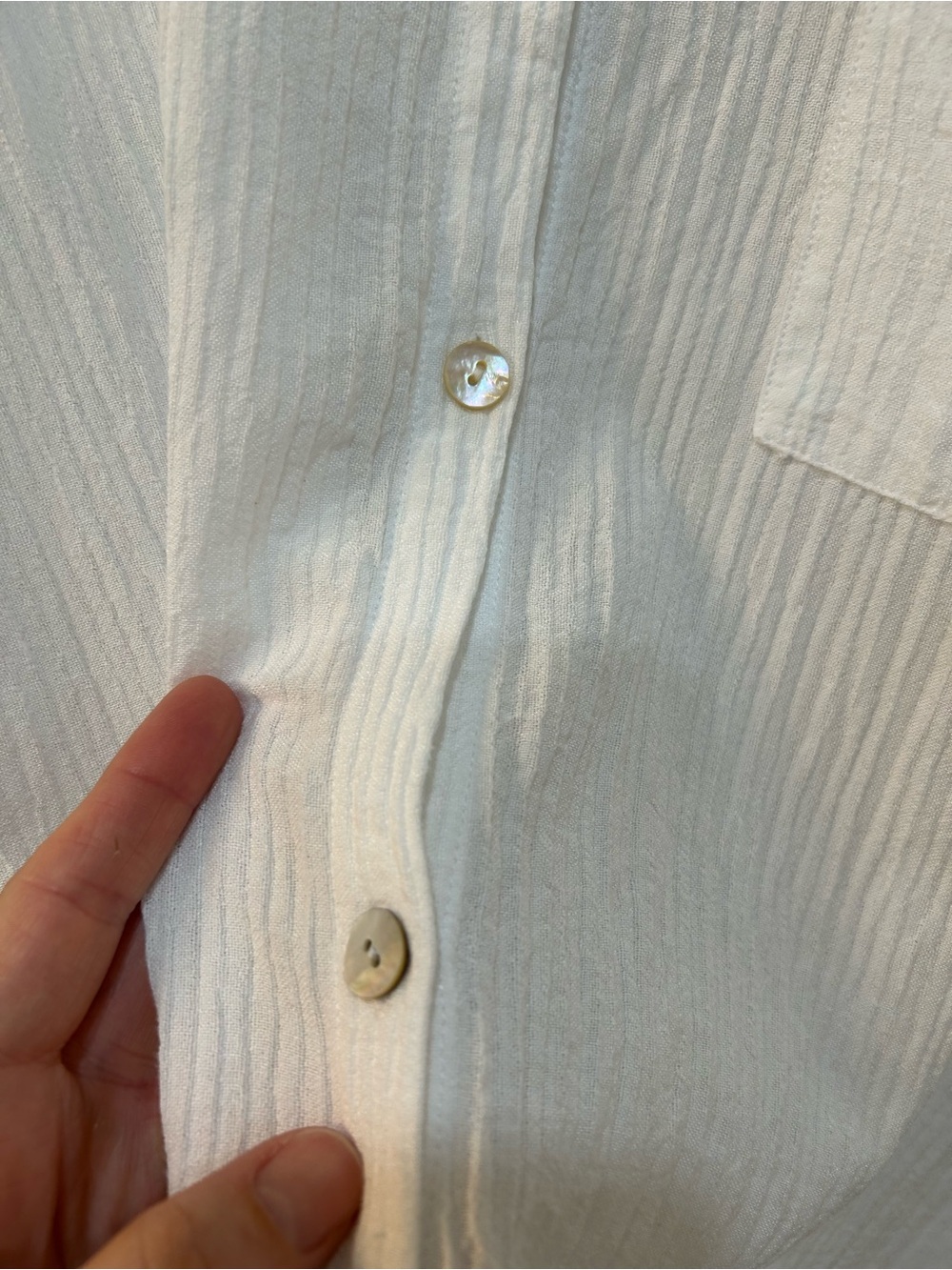 Soft Surroundings Long Line White Gauzy Tunic Blouse Sz XL Button Front Beachy - Picture 4 of 8